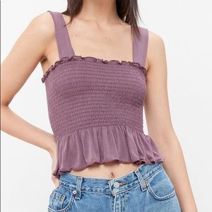 UO Demi Smocked Peplum Tank Top M